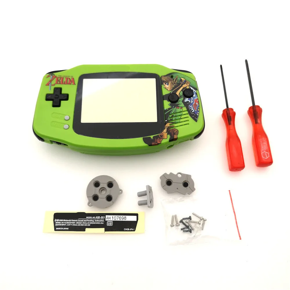 Green The Legend Skyward Sword Link рисунок DIY Полный Корпус в сборе Оболочка Чехол ж/резиновая накладка кнопки для Gameboy Advance Игровая приставка GBA - Цвет: Green