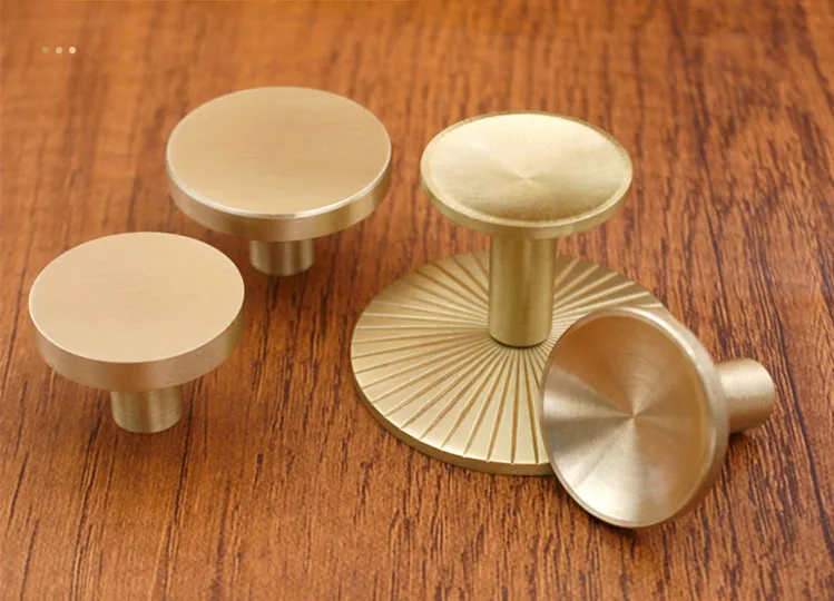 

5pcs/lot Brass Door Handles Cabinet Knobs and Handles Flat Round Handles Drawer Cupboard Wardrobe Knobs Cabinet Pulls Free Ship