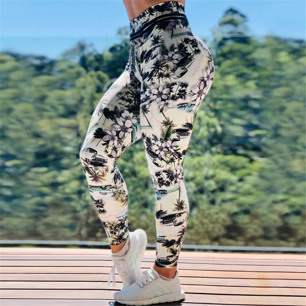3D Digital Print Fitness Leggings Women Yoga Pants High Waist Sport Running Leggings Floral Push Up Elastic Workout Casual Pants
