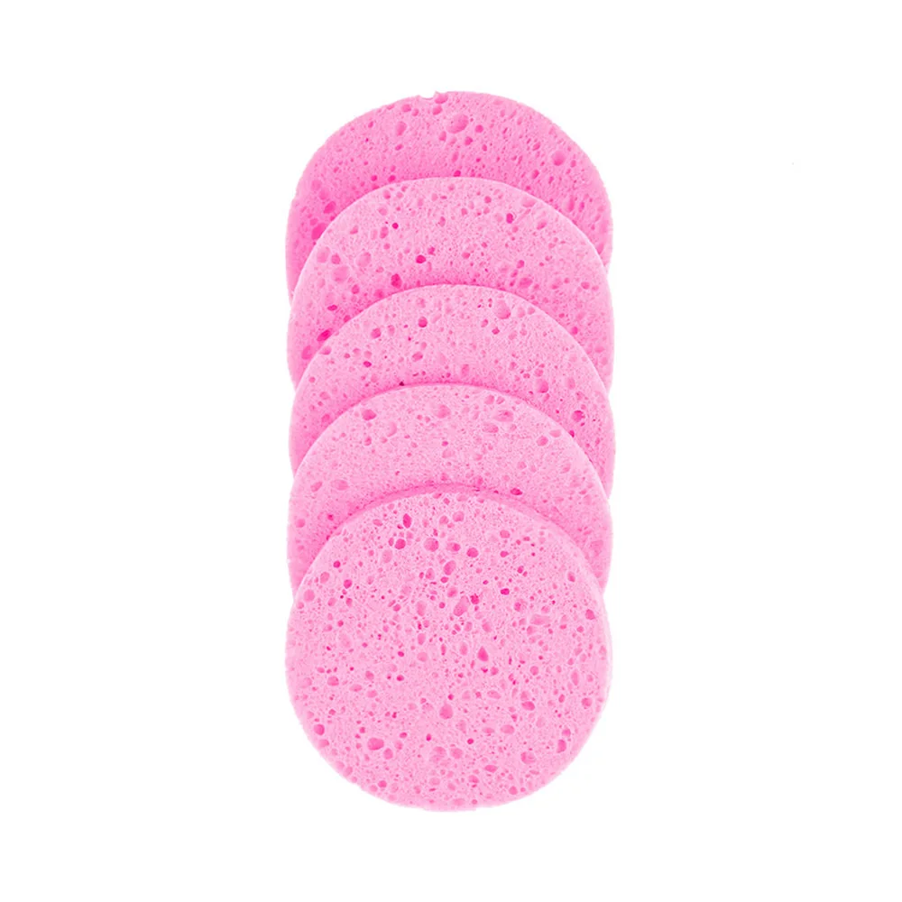 9cm-pink 5 шт. в партии, 6/7/8/9 см уход за кожей лица Круглый средство для снятия макияжа Инструменты натуральная древесная масса губки компресс косметическая губка для мытья лица губки - Цвет: 9cm-pink