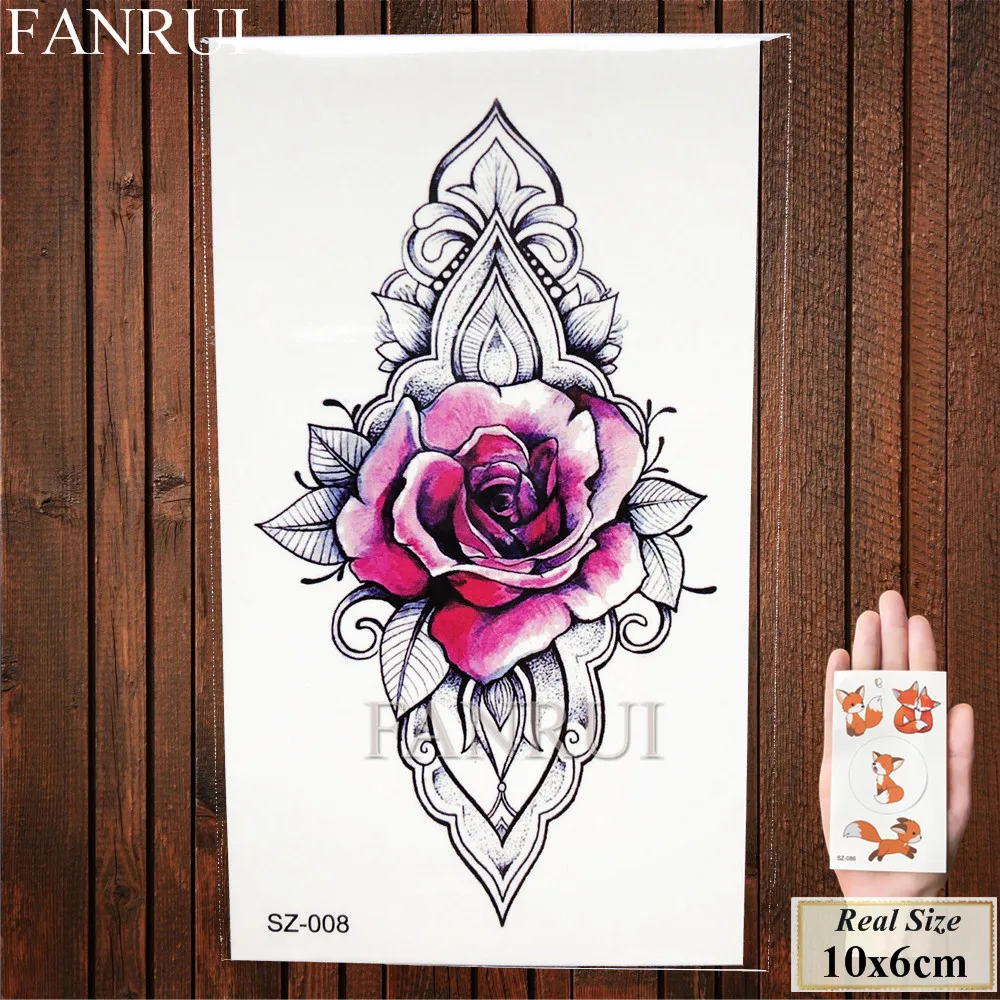 Us 045 Triangle Flower Temporary Tattoo Stickers Women Blossom Neck Geometric Flora Water Transfer Tatoos Leaf Peony Fake Sexy Tattoo In Temporary