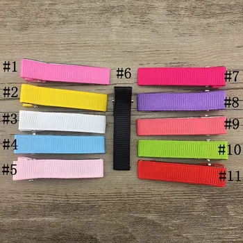 

40pcs/Set Mixed Color Lovely Hair Clips For Girls Customized Kids Hair Accessories Solid Ribbon Lined Alligator Hairgrips