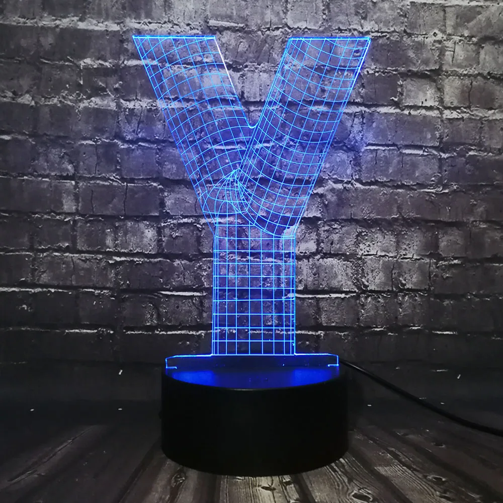 Креативный дизайн Современная 3D лампа Алфавит буквы Y разноцветный фонарик атмосфера светодиодный ночник USB сенсорный детский подарок