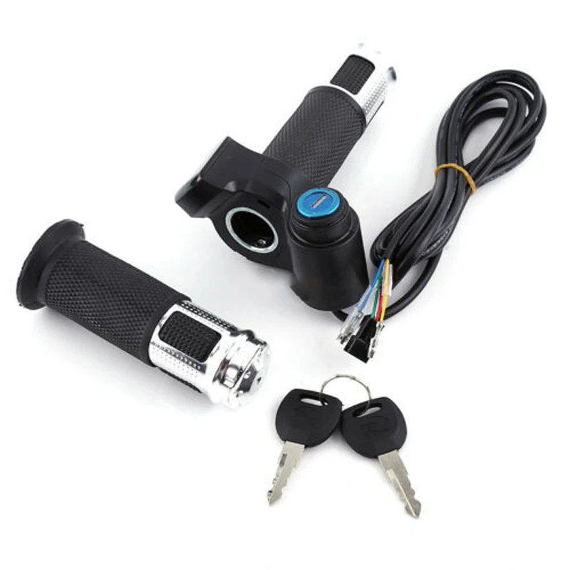 

12V-99V Metal+ Rubber Wire Throttle Grip For Electric Scooter Bike E-bike Handle
