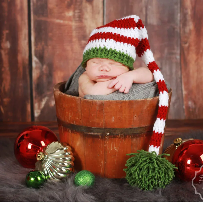 Рождественская шапочка для новорожденного, для малыша, реквизит для фотосессии, вязаная Рождественская шапка для ребенка Эльф Пикси, рождественские шапочки, детская шапка, От 0 до 12 месяцев