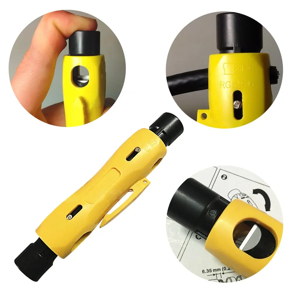 Yellow Professional Industry Stripping Tools Multi-functional Coaxial Cable Television Cable Stripper Tool Steel Yellow Professional Industry Stripping Tools Multi-functional Coaxial Cable Television Cable Stripper Tool Steel