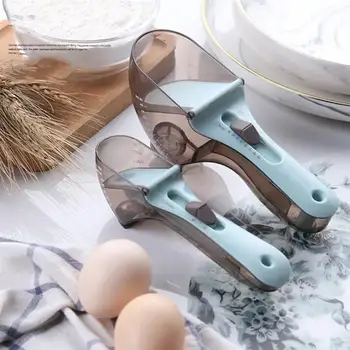 

2Pcs/Set Adjustable Plastic Measuring Spoon with Scale Multi-functional Magnet Powder Measuring Spoon Cups