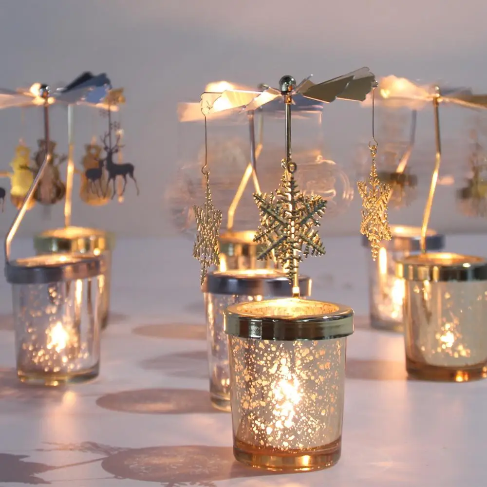 GFI™ Christmas Rotary Candle Holder Gifts for idea