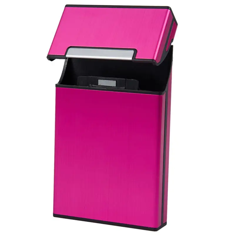 Ультра тонкий модный Чехол-сигарета для креативной личности, тонкая металлическая коробка для сигарет, Подарочная коробка, Женский держатель для сигарет(розовый