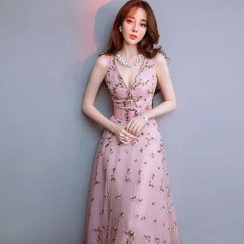 

Summer Lace Gauze Embroidery Long Party Dress Ropa Mujer Verano 2020 Runway Women Maxi Dress Kleider Damen D9015