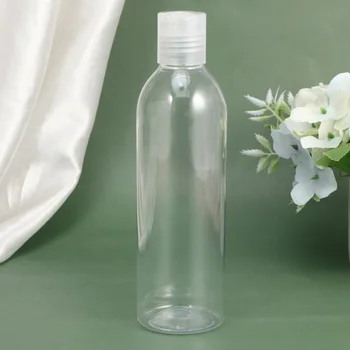 

6pcs 250ml Press Type Lid Travel Bottles Portable Cosmetic Container Empty Bottle for Shampoo Lotion (Transparent Bottle and Lid