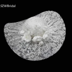 New Arrival Lace Bridal Hats 2021 Lace tocado novia Cheap Wedding Hats Veil For Bride Wedding Accessories Bridal headwear