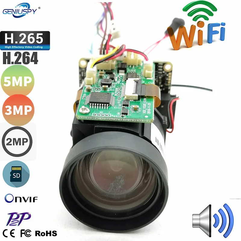 Módulo de Câmera Sistema de Segurança sem Fio Slot para Cartão Camhi Zoom 4.9-47mm Lente Wifi ip Ptz Cctv ap Onvif Áudio tf 2mp 5mp 10x