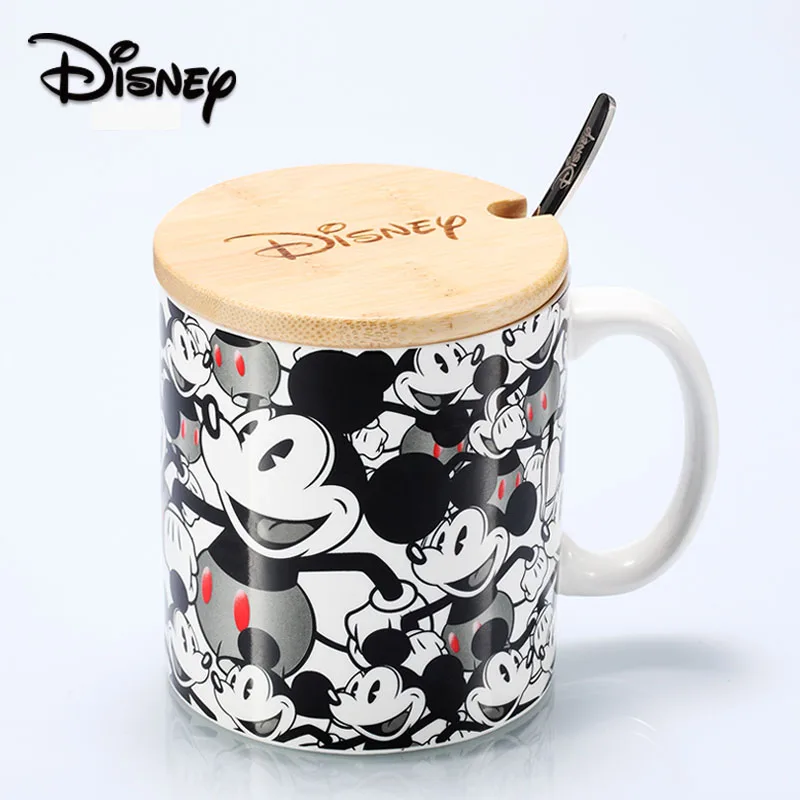 Детская чашка Disney с Микки и Минни крышкой ложкой керамическая большая емкость