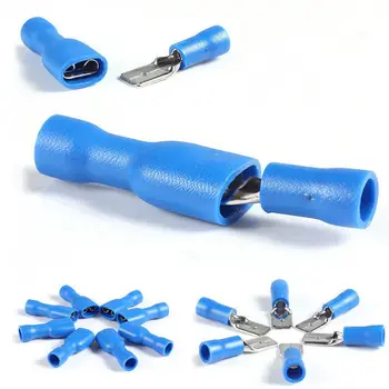 

100x Spade Crimp Terminals Insulated Connectors Male&female Cable Shoes Blue New Male/Female Insulated Crimp Terminals