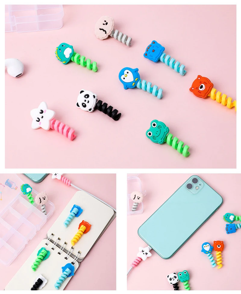 cable protector Cable Protector Cute Cartoon Data Line Protective Cover Charging Cable Earphone USB Winder Wire Cord Organizer Cover