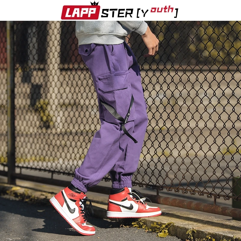 LAPPSTER-Youth мужские ленты Уличная Брюки карго комбинезоны мужские s Harajuku джоггеры брюки хип хоп корейские спортивные брюки