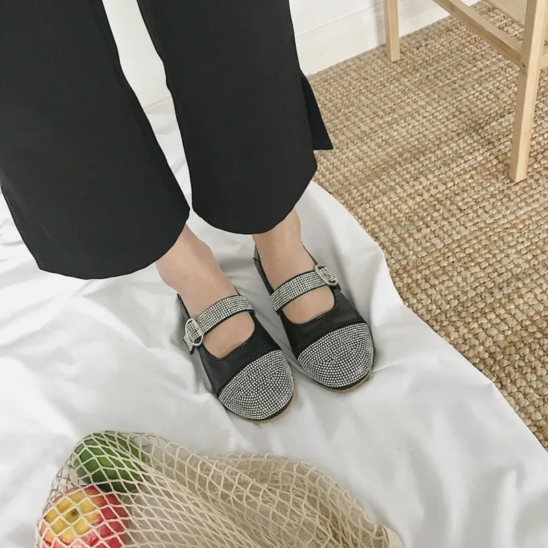 

Women Ballet Flats Bling Sequined cloth flat Shoes Woman Slip On buckle strap silver Loafers Spring party Boat Shoes J15-47