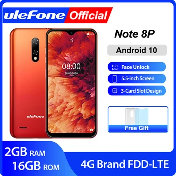 Перейти на Алиэкспресс и купить Чехол-накладка Ulefone Note 8P смартфон Android 10 4G сотовый телефон в виде капли воды, Экран 4 ядра 2 ГБ + 16 Гб 5,5 дюйма 8MP Камера
