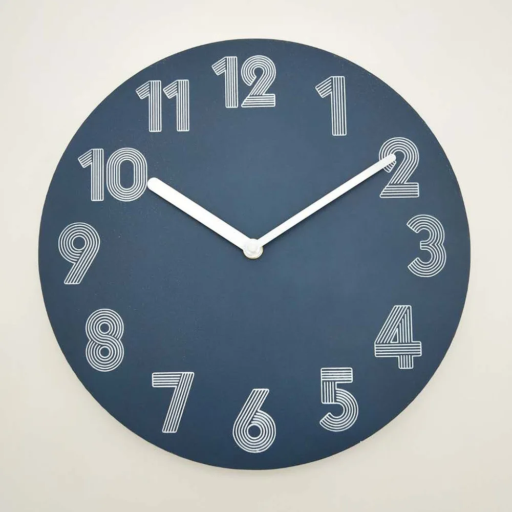 

MDF (Medium Density Fiberboard) Board Density Board Wall Clock Circle Wood Wall Clock Living Room Bedroom Mute 12-Inch Clock Poc