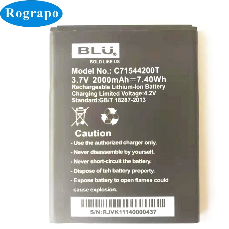 3,7 V 2000mAh Сменный C71544200T Аккумулятор для BLU Studio G Bateria батареи для сотового телефона