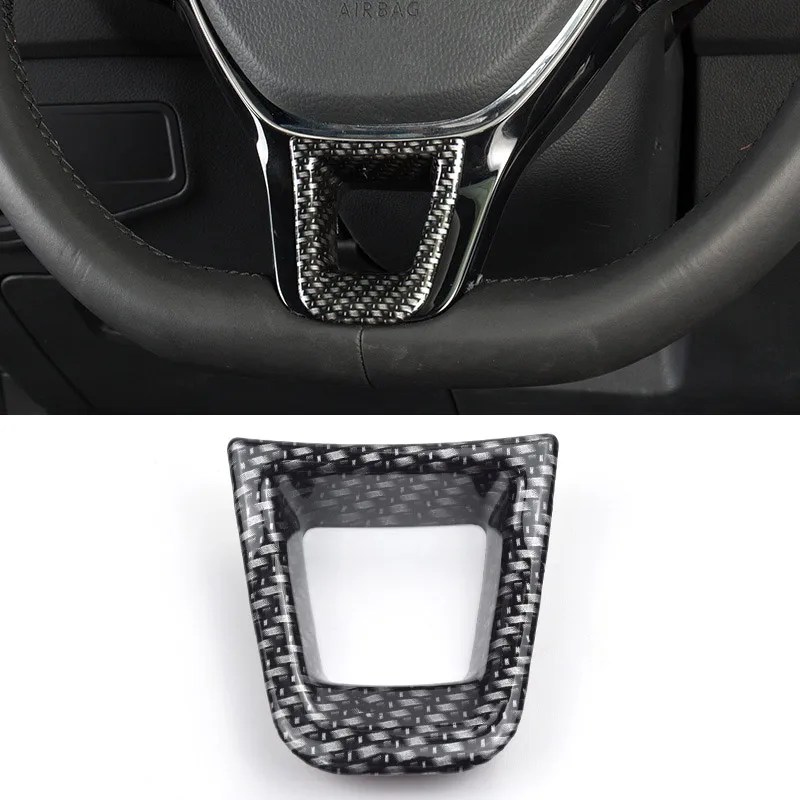 Hivotd для VW tiguan Mk2 хромированное углеродное волокно, накладка на руль автомобиля, наклейки для интерьера, аксессуары для стайлинга автомобилей - Название цвета: Черный