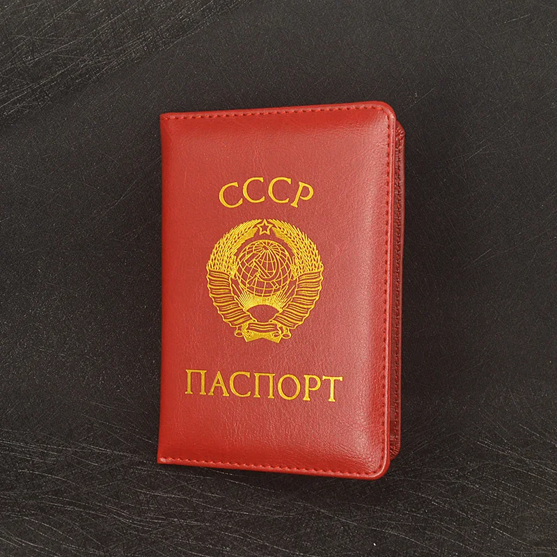 Soporte de pasaporte CCCP Ussr, funda de alta calidad para pasaporte de la Unión rusa, de cuero Pu, tarjetero de viaje