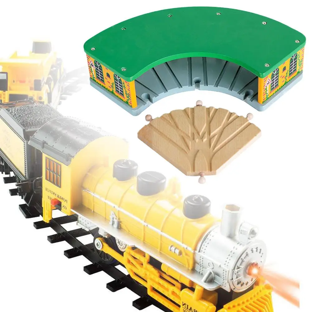 5 Way Wood Station Green Garage Wood Railway Station Track Train Slot Railway Accessories Toy For Kids Gift Fit Thomas Brio Ika