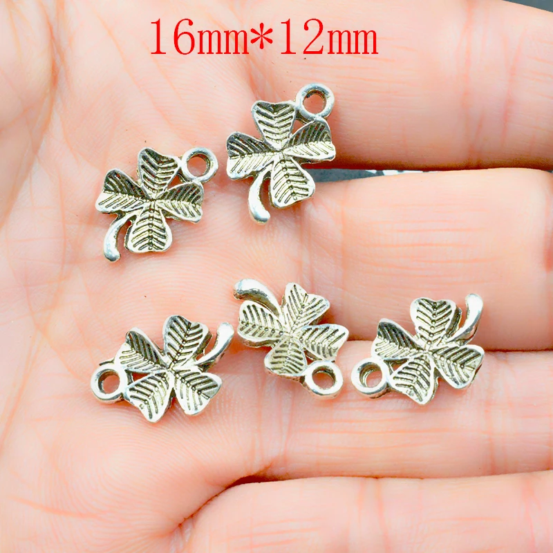FLTMRH 10 шт 12*16 мм Подвески lucky irish leaf clover тибетские посеребренные античные ювелирные