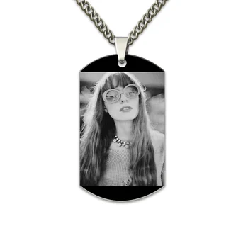 

Engraved Photo Tags Necklace Dog Tag Photo Necklace In Black Color Picture Pendant Gift for Him