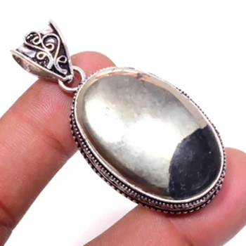 

Pyorite Pendant Silver Overlay over Copper , 55mm, P6515