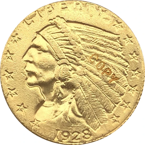 

24-K gold plated 1928 $2.5 GOLD Indian Half Eagle Coin Copy
