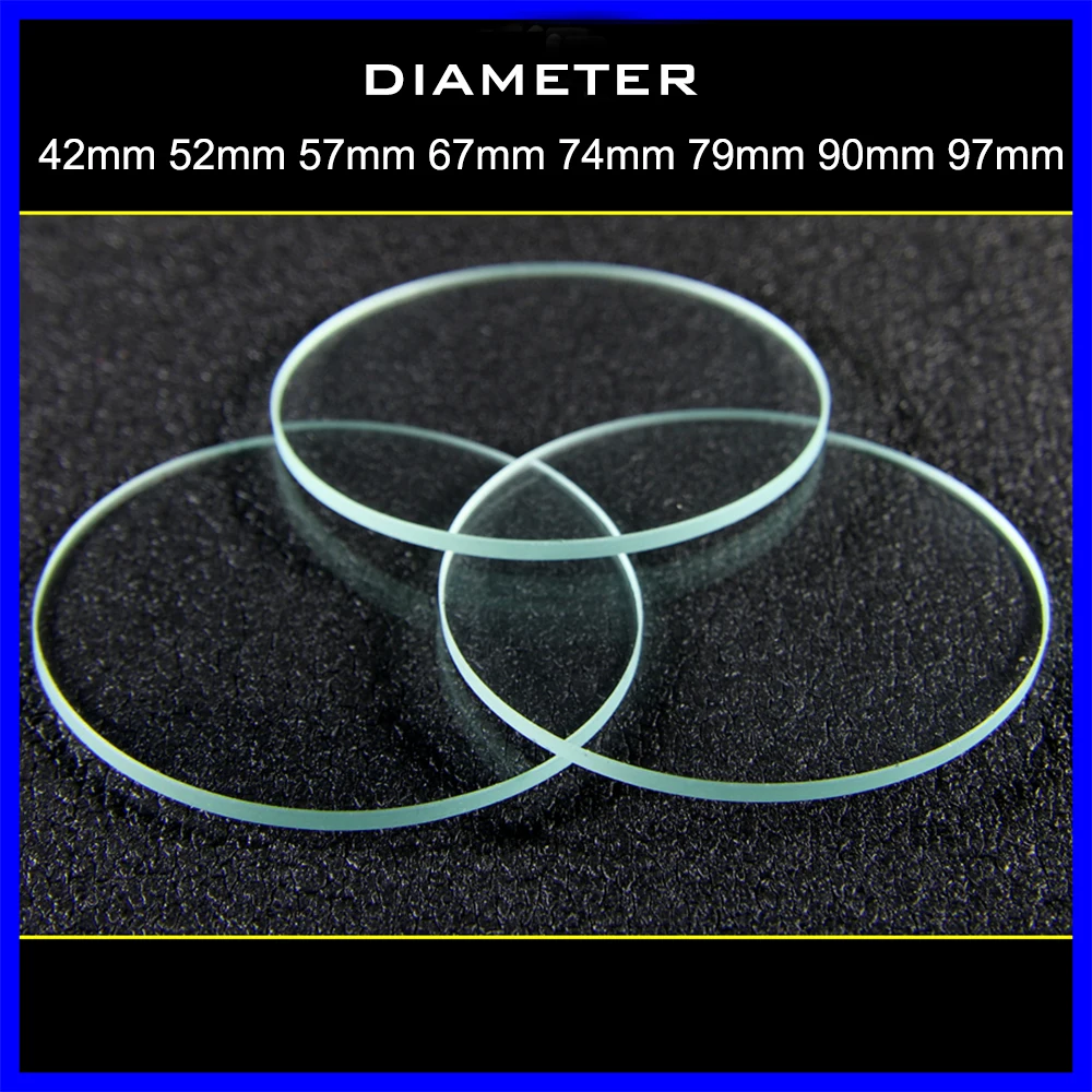 1pcs 42mm 52mm 57mm 67mm 74mm 79mm 90mm 97mm 평면 유리 렌즈 LED 자전거 라이트 손전등 램프