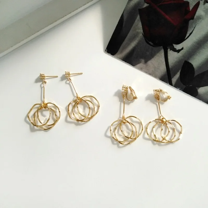 

Korean Simple Temperament Metal Texture Irregular Geometric Long Dangle Earrings Fashion Women Girl's Jewelry Accessories