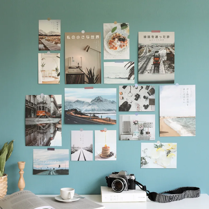 

15 Pc/Set Retro Japanese Colored Streets Photo Props Diy Collocation Decoration Card Wall Sticker Colour Beautiful Greeting Card