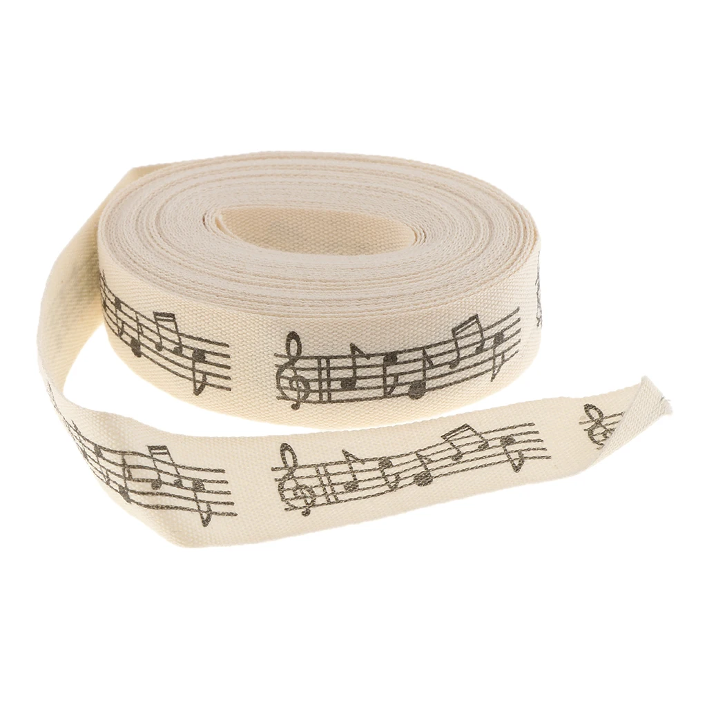 5 Yards 15mm Musical Note Cotton Ribbon Wedding Birthday Gift Wrap Craft