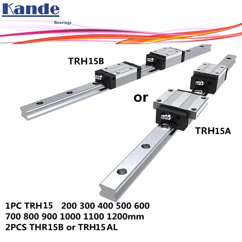 Точность рельсовые 1 шт. TRH15 линейной направляющей+ 2 шт. TRH15B блок или TRH15A Фланец Блок L 300 400 500 600 700 800 900 1000 мм для станка с ЧПУ