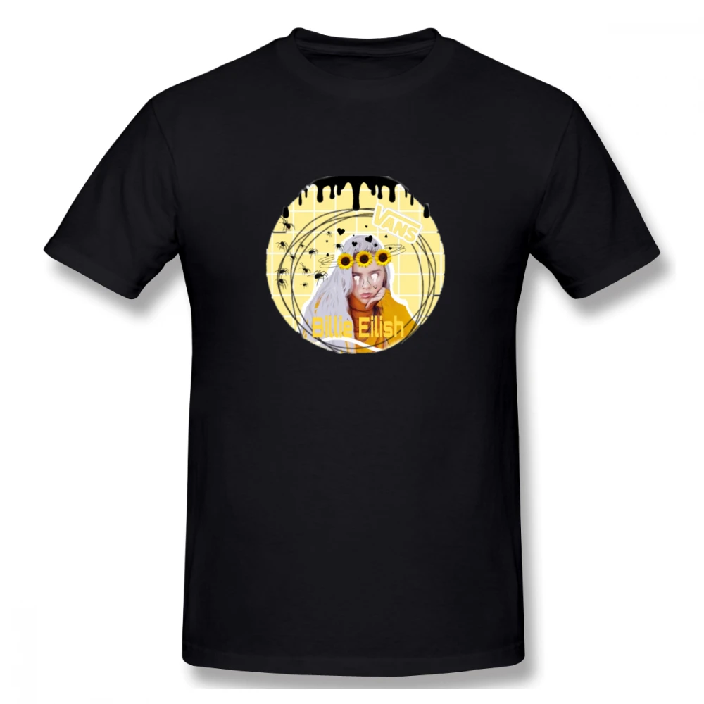 

Billieeilish Sunflower Circle Casual O-Neck Men's Basic Short Sleeve T-Shirt 100% Cotton Tee Shirt Printed