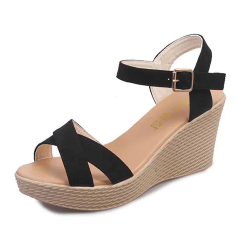 

2020 new wedge sandals mid heel platform thick bottom fish mouth cross fashion sandals women summer women's shoes
