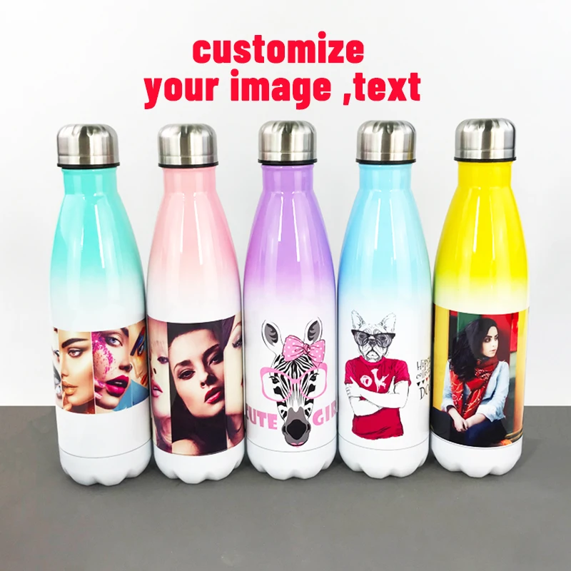 Customize water bottle Double layer Vacuum flask metal keep cold hot print colorful picture DIY personalized image | Дом и сад