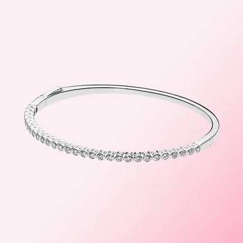 

2019 100% 925 Sterling Silver Classic Alluring Brilliant Bangle Women Charm Fashion DIY Jewelry Free Shipping