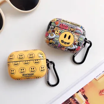 

For Airpods Pro Case Drew House Smiley Bluetooth Headphone for Iphone Airpods 1/2/3 Headset Protective Cover With Hook