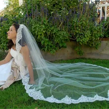 Длинная кружевная свадебная вуаль с гребнем, 250 см, однослойная Фата для невесты, 2,5 метров, белая/иоври вуаль velo de novia