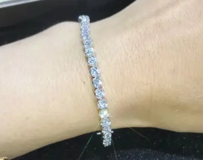 TB259 Роскошные sona смоделированные браслеты из драгоценных камней, браслеты из стерлингового серебра 925 пробы, браслеты-шармы, Теннисный браслет 0,1 карат/шт маленький камень