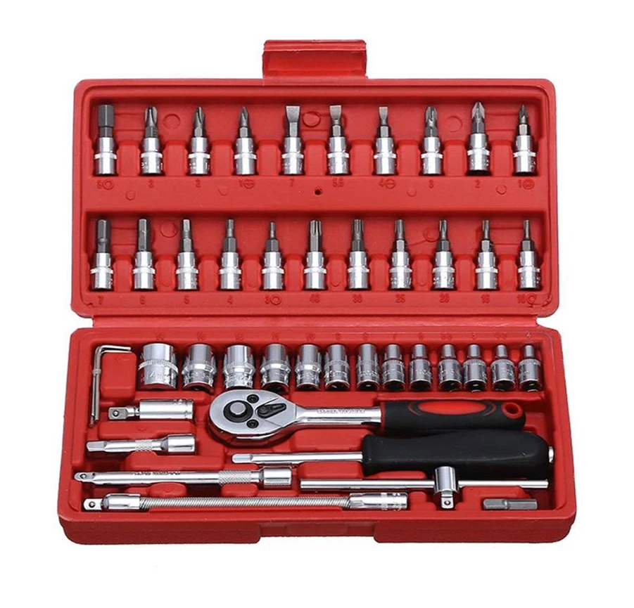 1/4 small fly 46 piece set small fast ratchet sleeve 6.3mm auto repair sleeve auto maintenance tool set hardware