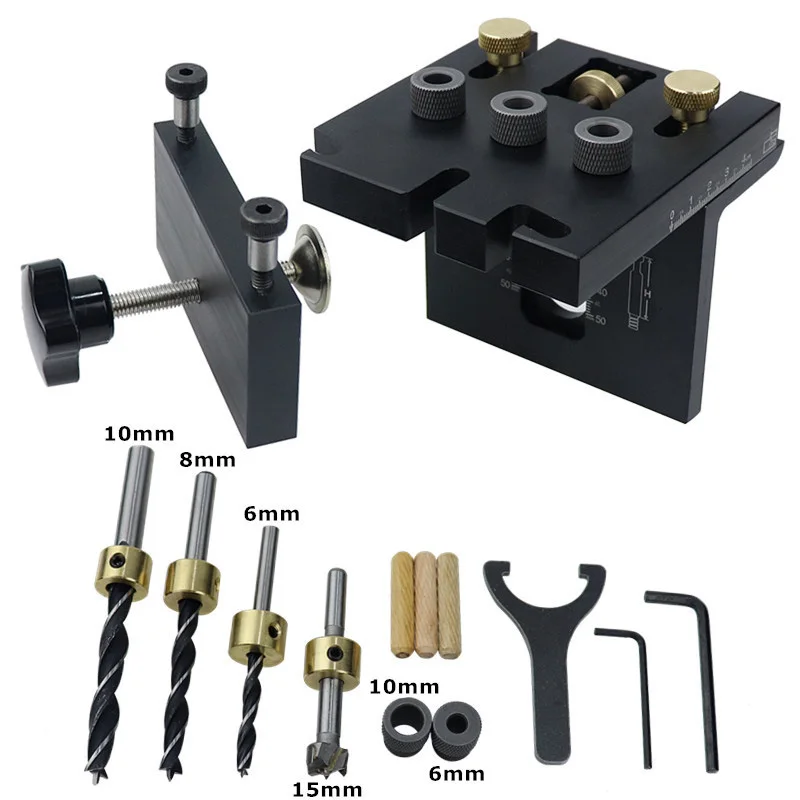 

Handheld Woodworking Doweling Jig Drill Guide Wood Dowel Drilling Hole Saw Kit