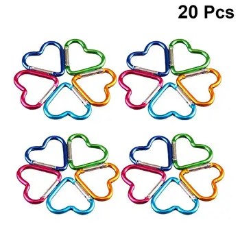 

20 Pcs Heart Shaped Carabiners Heavy Duty Aluminum Carabiner Quick Clip Backpack Clasps Outdoor Keychain Buckles (Random Color)