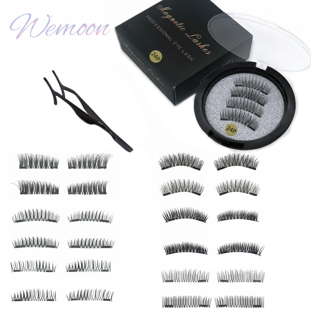 Magnetic Eyelashes 2 Magnet 3D Mink Natural False Eye Lashes Reusable Strong Absorption Faux Cils Magnetique Long Lasting 4pcs