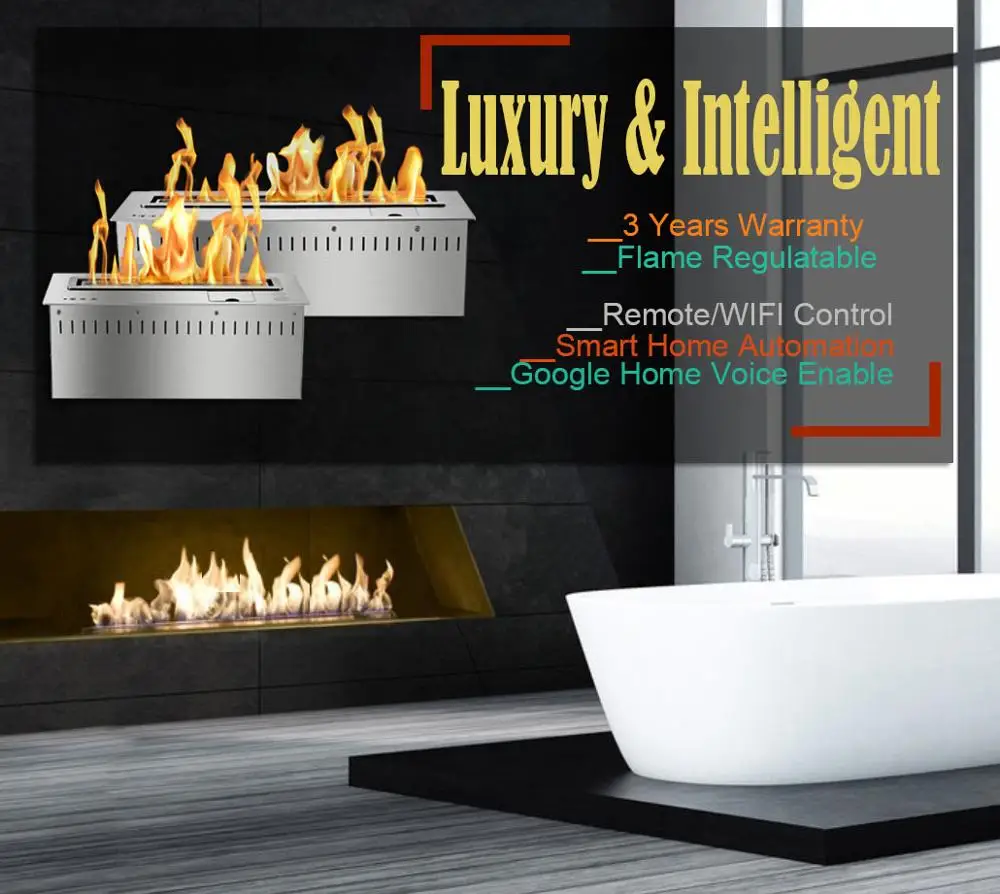 

hot sale 30 inch remote fireplace ethanol burner wifi control modern chimney