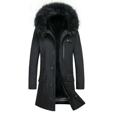 Мужское пальто с натуральным мехом кролика с подкладкой из меха енота, парка с капюшоном, теплая парка с натуральным мехом размера плюс, зимнее пальто SP18D9631E YY713